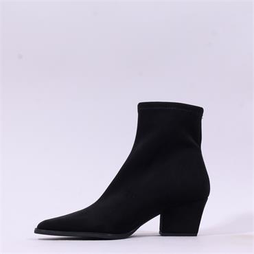 Miss Elastic Austin Western Ankle Boot - Black Stretch